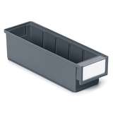 Storage Shelf Poly Bin and Label with Shield, Grey, 11.81 x 3.62 x 3.22”, Case of 30 Bins redirect to product page